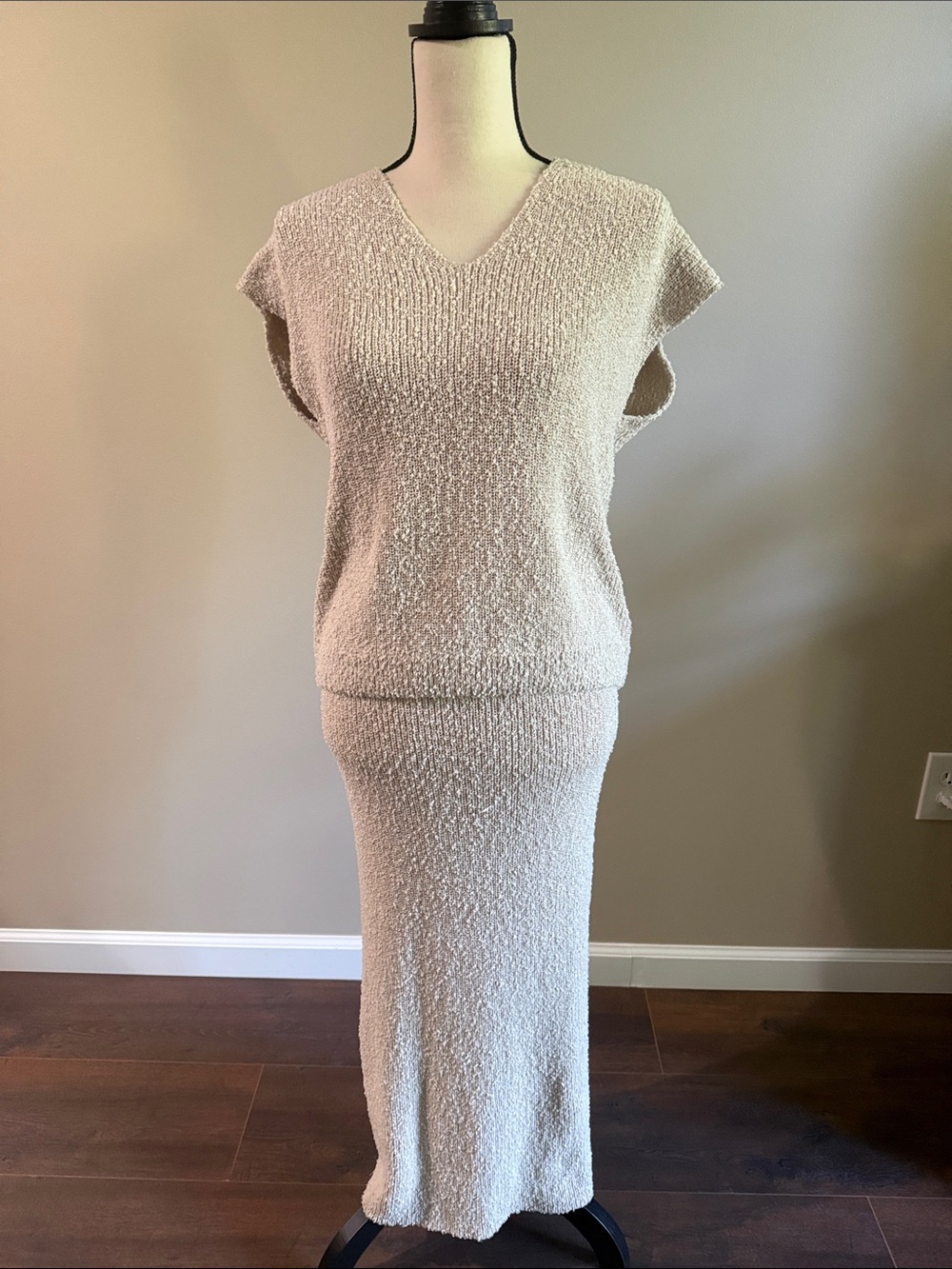 Rachel Zoe Bouclé Cream Two Piece Maxi Skirt Set Size Small